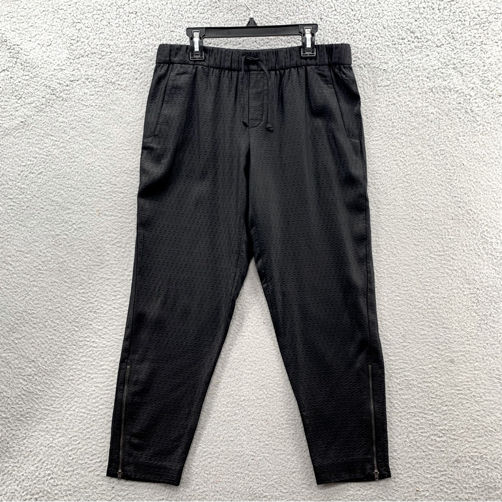 Helmut Lang Stretch Waist Pull On Pants Size 2/w30 Zip Ankle Black Textured Wool